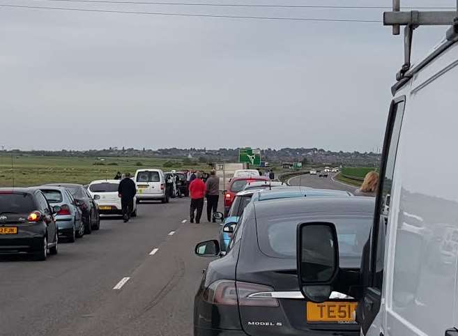 The crash has blocked the A249 Sheppey-bound just before the Sheppey Crossing