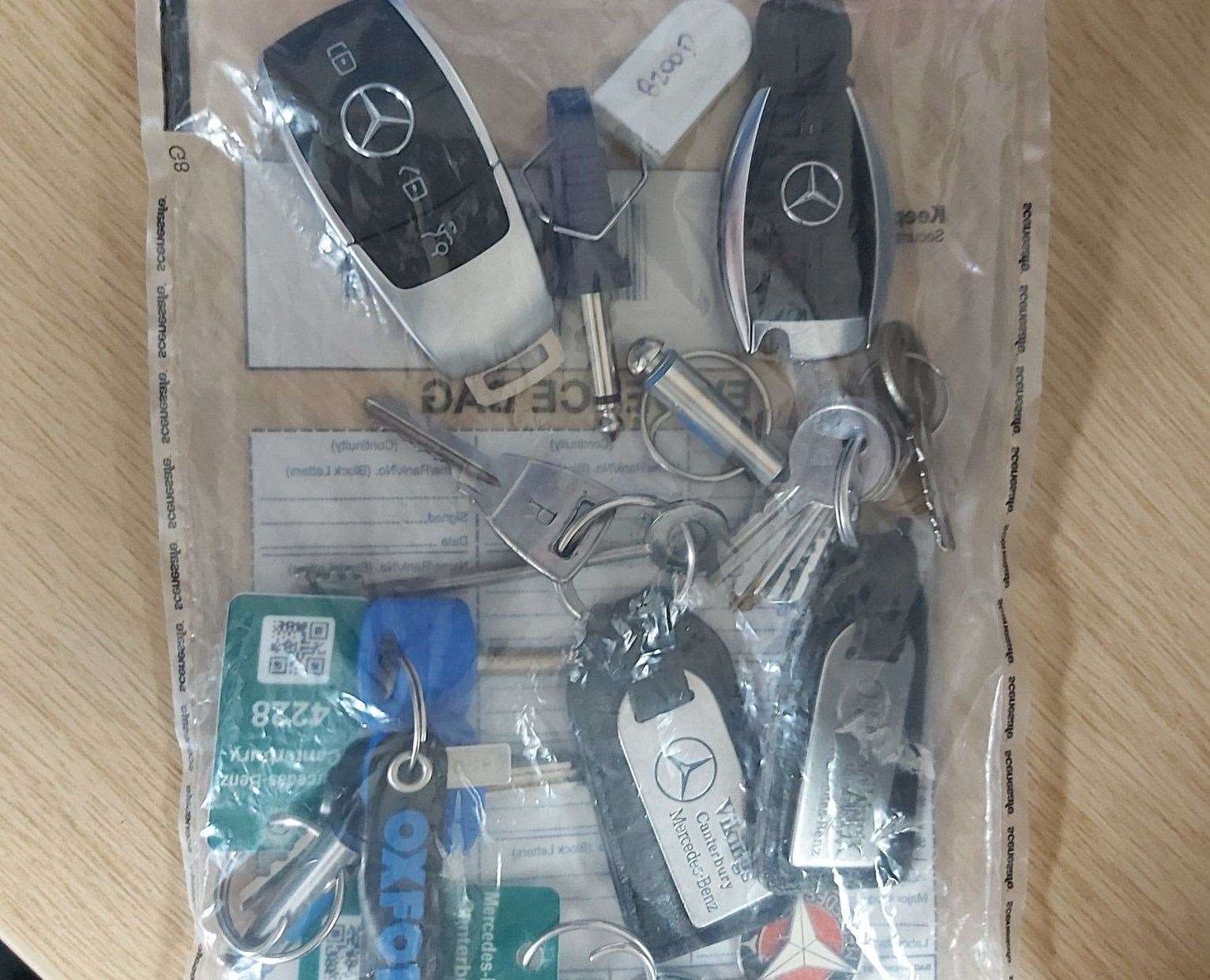 A man was found with a number of keys to 'high value' cars after a break-in at a Mercedes dealership. Picture: Kent Police Canterbury/Twitter