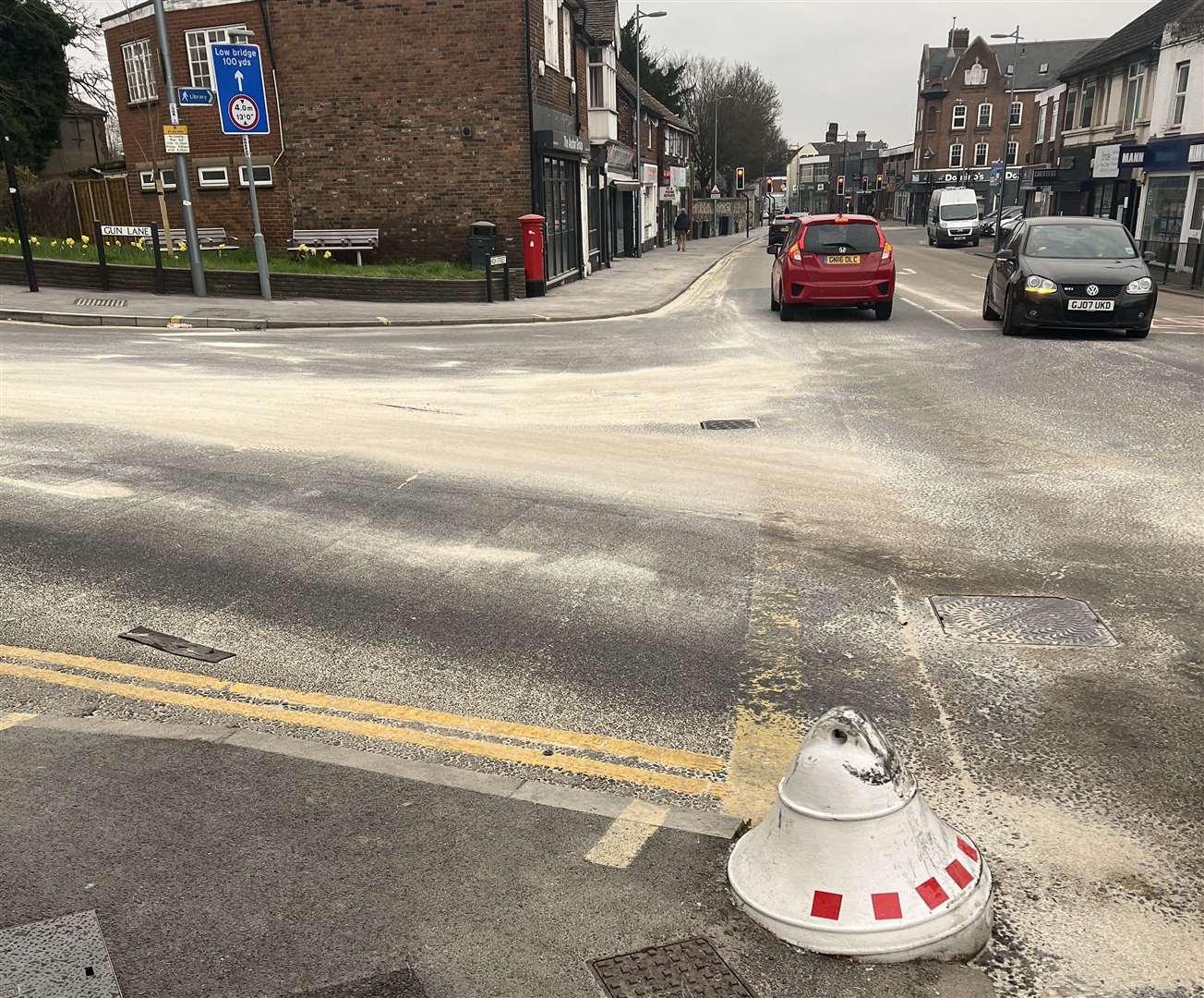 There was another accident just after the red markers were put on the bollard