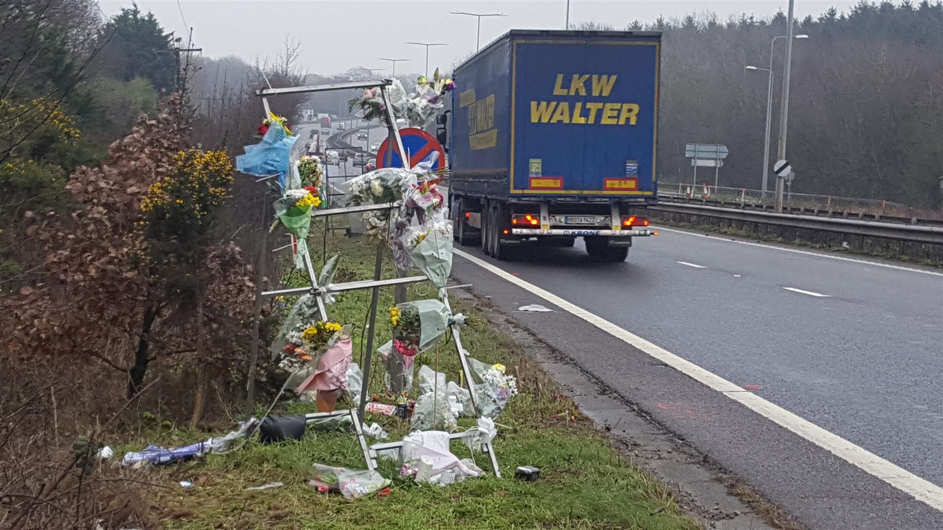 A memorial has been created near the scene of the accident