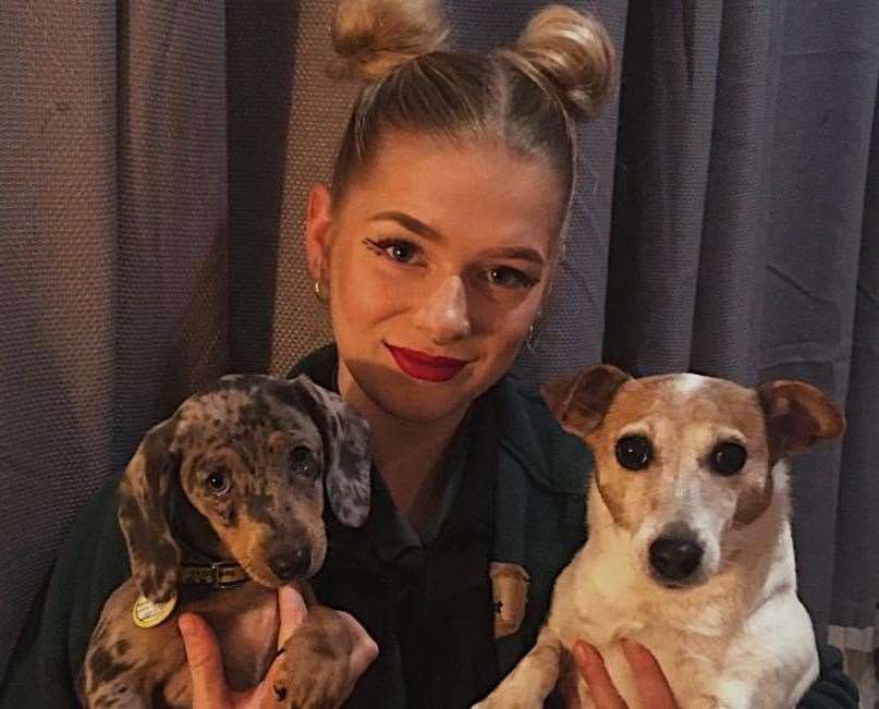 Emilia Marsh with her beloved dogs. Picture: Adam Fagg