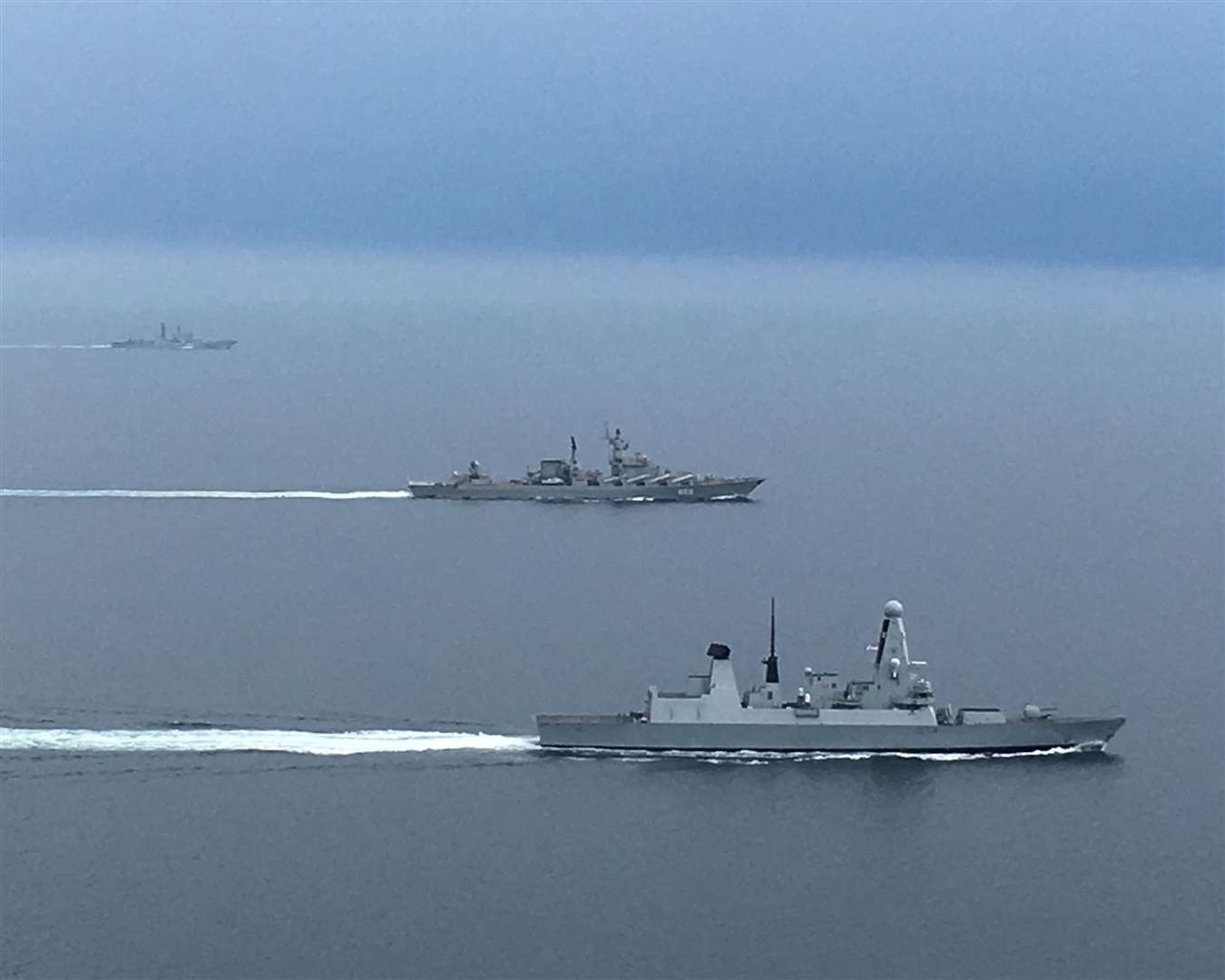 The destroyer HMS Diamond shadowed two Russian warships overnight as they passed through the English Channel. Picture: Crown copyright 2018