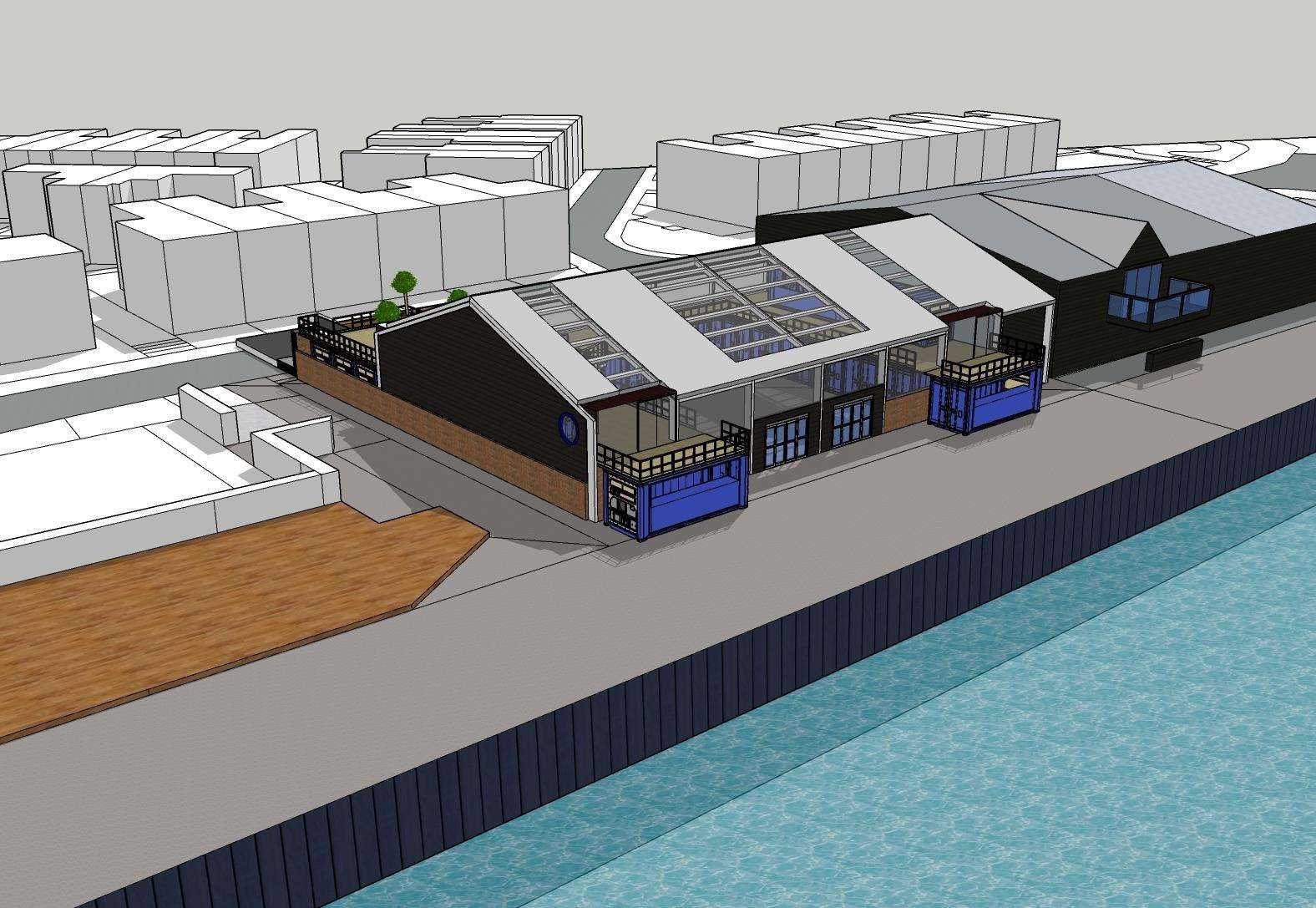 Images showing how the South Quay Shed building might look. Picture: Canterbury City Council