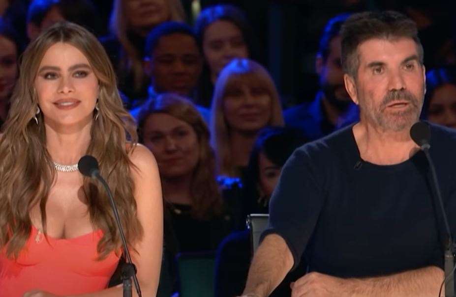 America's Got Talent judges Sofia Vergara and Simon Cowell react to John Wines' performance (picture: NBC)