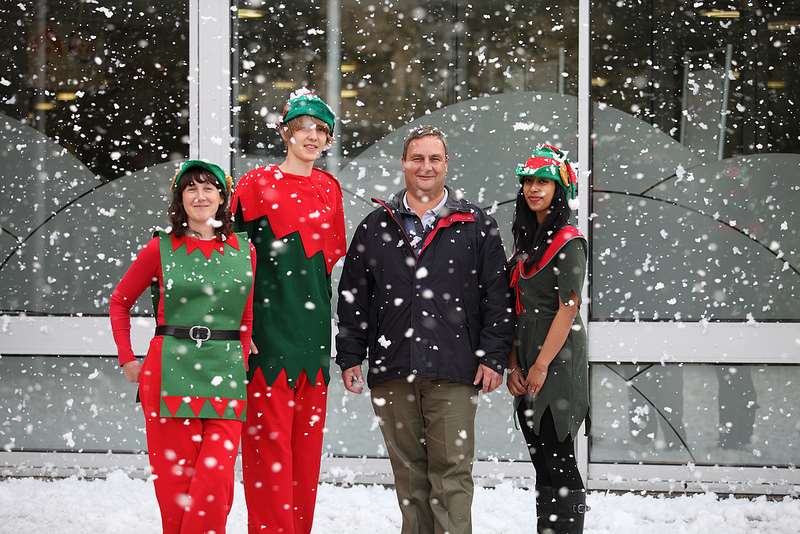 Council leader John Burden was joined by some elves to launch the Christmas schedule for the town