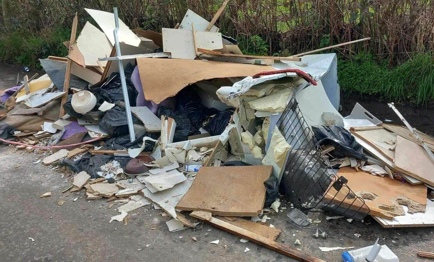 Fly-tipped waste has been found in New Cut, East Farleigh. Picture: Martin Deacon