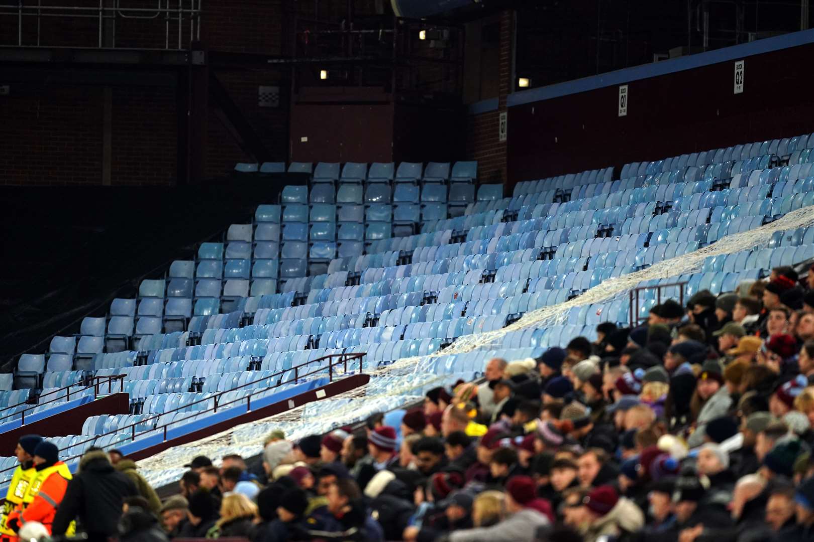 Empty seats in the away section during the match at Villa Park (David Davies/PA)