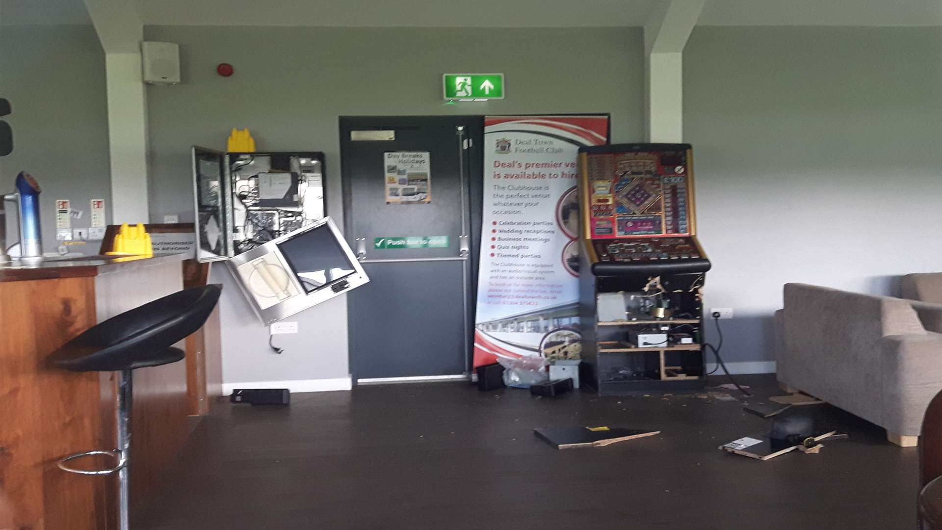 Burglars headed for money trays in the Jukebox and fruit machine at Deal Town's Clubhouse