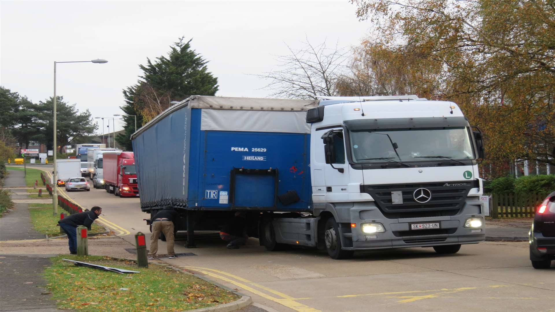 The lorry on the Henwood estate which caused delays