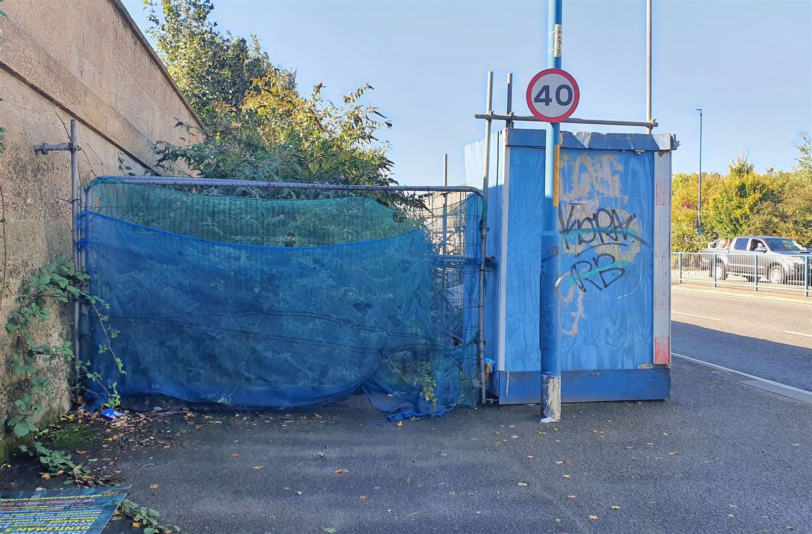The blue hoardings in Pier Road, Gillingham have been described as an “eyesore”