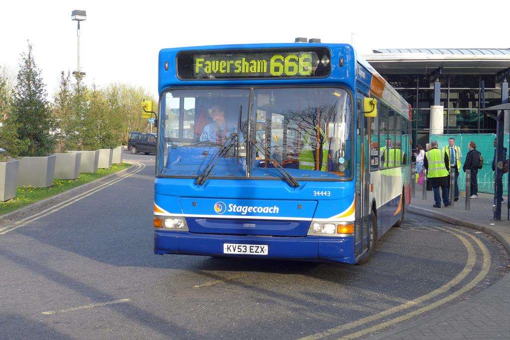 The 666 bus route goes from Faversham to Ashford.