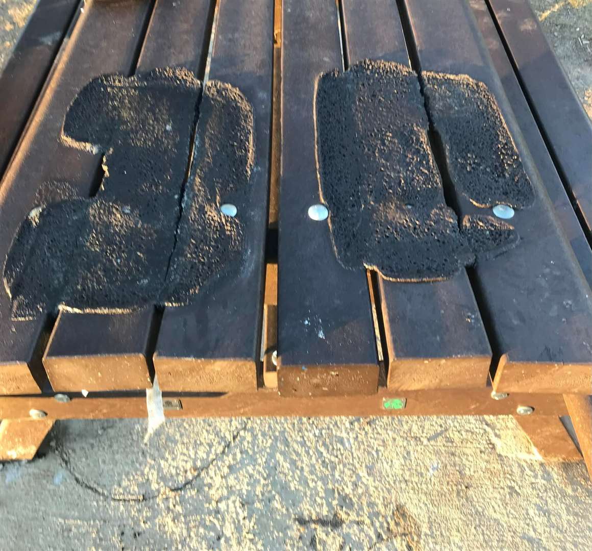 The damaged bench
