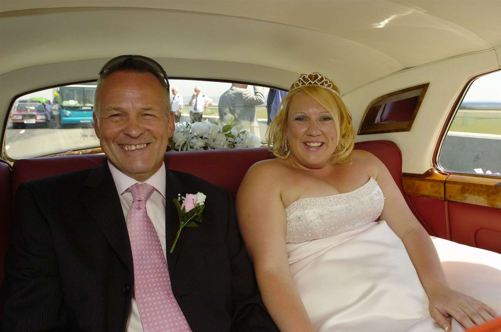 The first bride across the new bridge – James Wylie about to give his daughter Kristina away