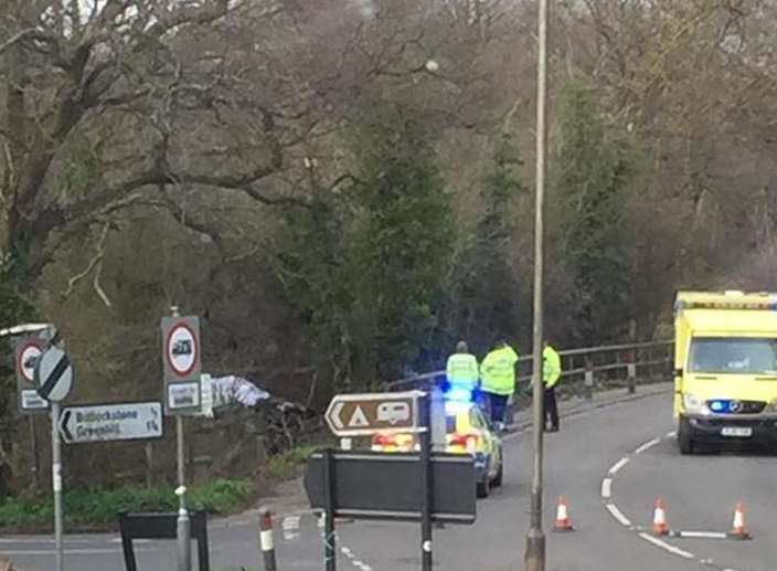 The scene of the fatal crash on the A291