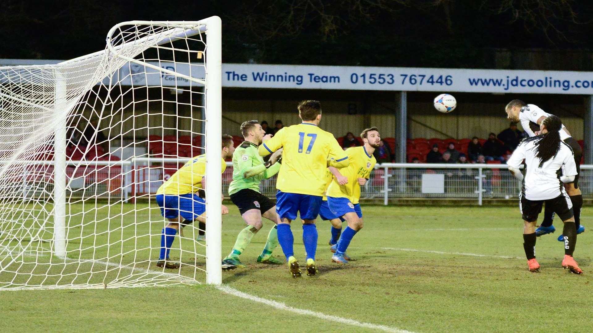 Dover sub Jake Reid scores Dover's equaliser in last's year quarter-final against Bath which finshed 3-3 Picture: Roger Charles