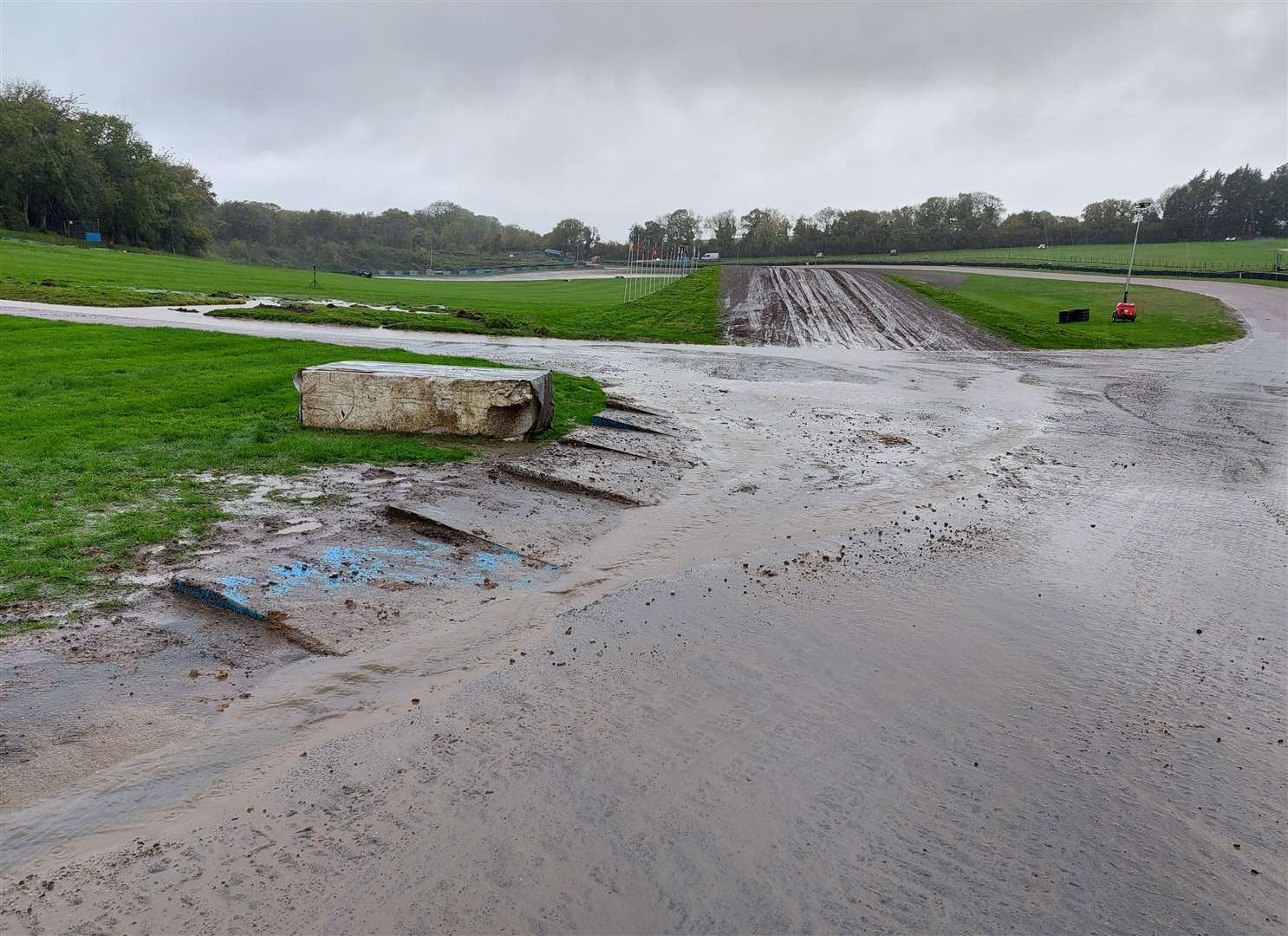 Parts of the circuit were flooded after "exceptional overnight rainfall"