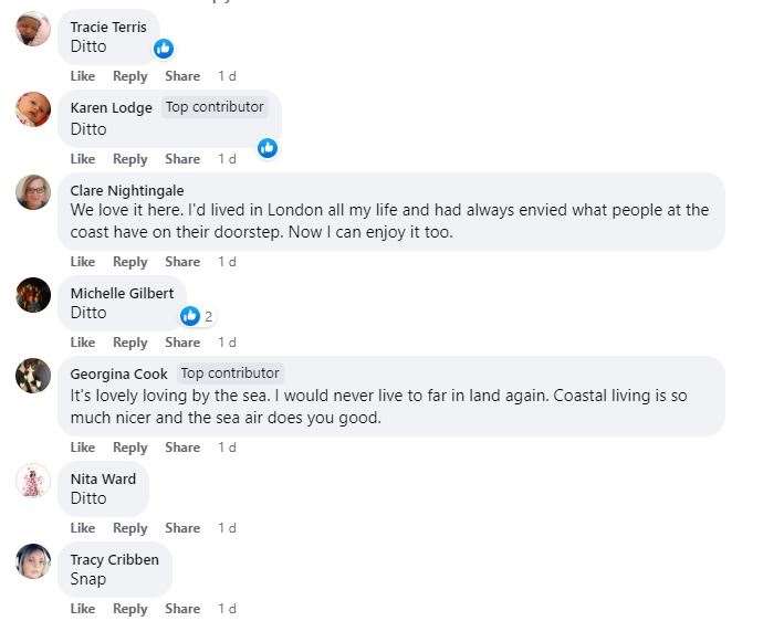 The reaction on Folkestone Residents Group on Facebook to Rosie Percy saying moving from London to Folkestone was the best thing she ever did