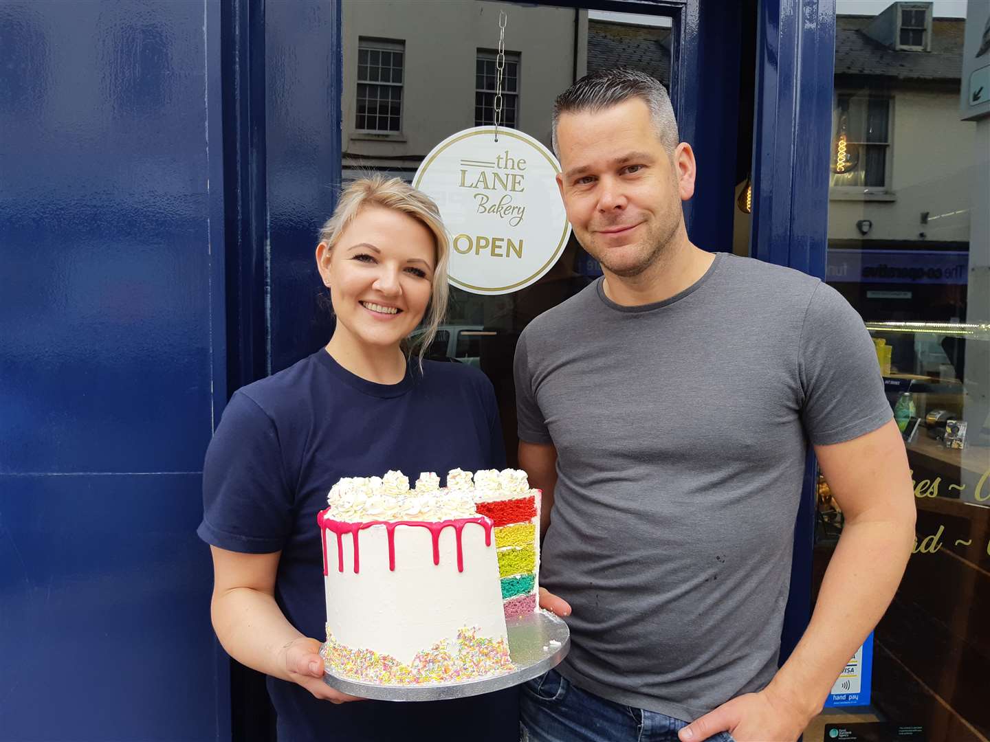 Anna Murray and Chris Vidler are celebrating The Lane Bakery's first birthday... with cake!
