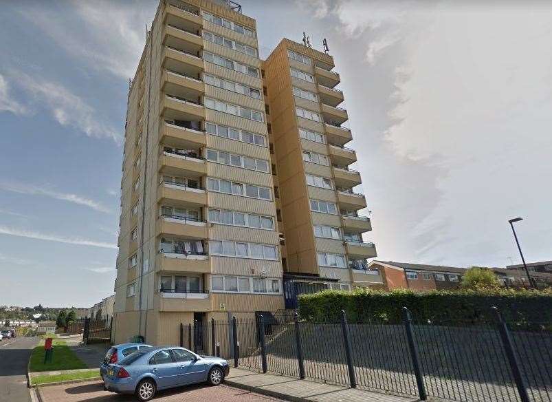 James O'Rourke's body was found on a stairwell at Caulkers House in Chatham. Picture: Google