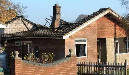 The badly damaged bungalow. Picture: BARRY GOODWIN