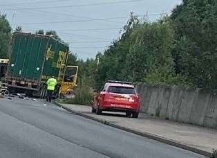 A crash between a car and a lorry has closed Swale Way at Kemsley, near Sittingbourne