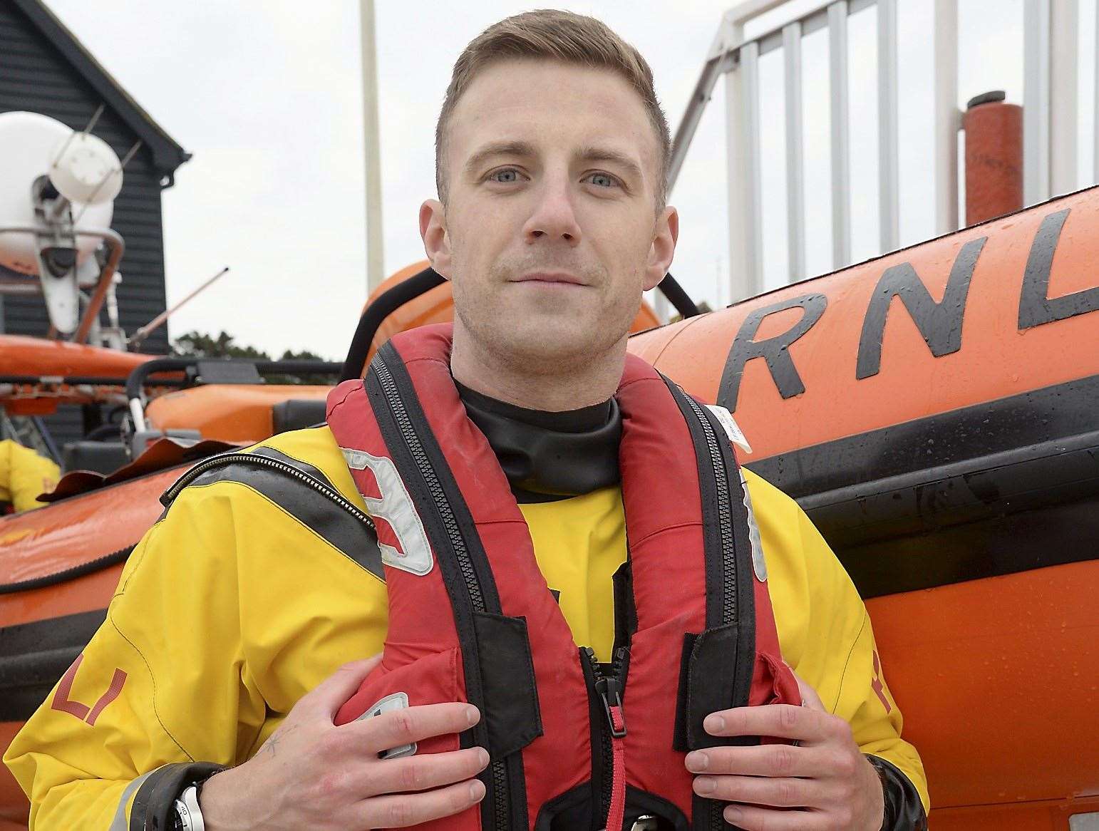 Whitstable lifeboat trainee crewmember Will Smith on his return from his first shout.Picture: Chris Davey/RNLI Whitstable