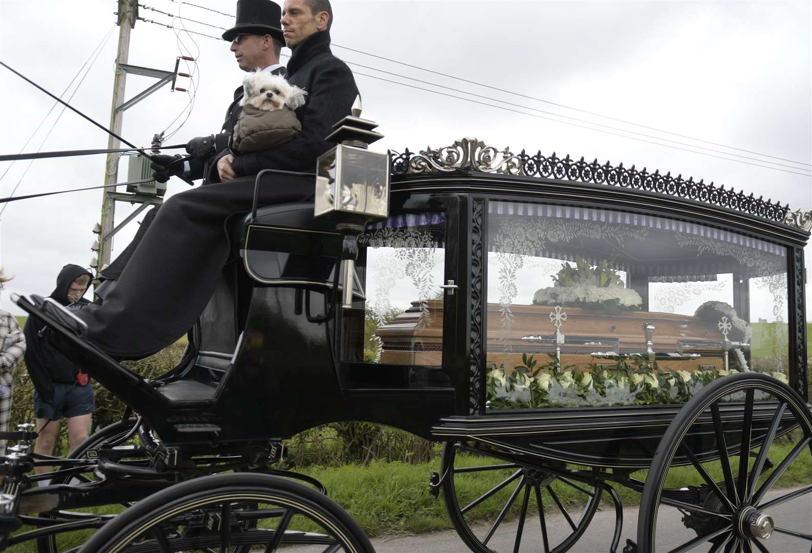 The horse-drawn hearse in Aldington. Picture: Barry Goodwin