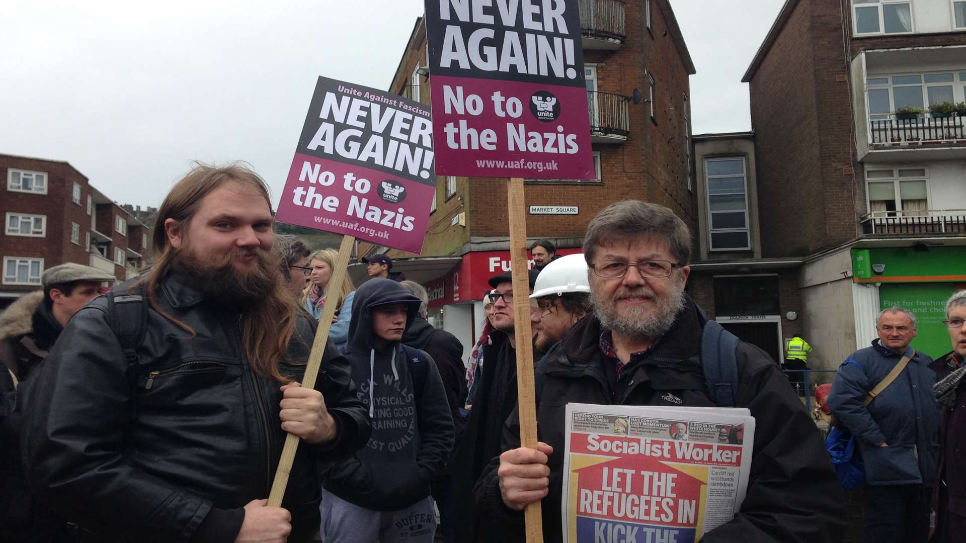 Protestors at the anti-fascist rally
