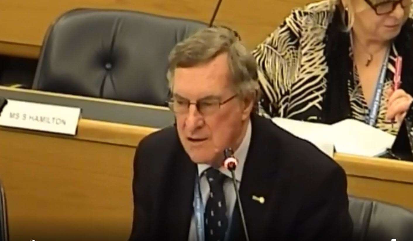 Swale county councillor Ken Pugh has backed calls for the decision to close Sittingbourne's Frank Lloyd dementia unit to be sent to the Health Minister Matt Hammond. Picture: Kent County Council webcast