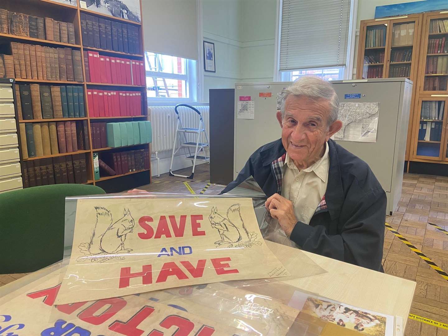 Peter Spanswick is reunited with his poster, created 80 years ago. All photos: Kent County Council