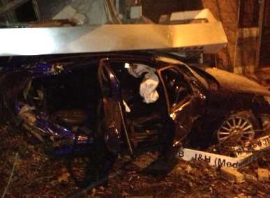The Ford Mondeo after it crashed into Medway City Laptops
