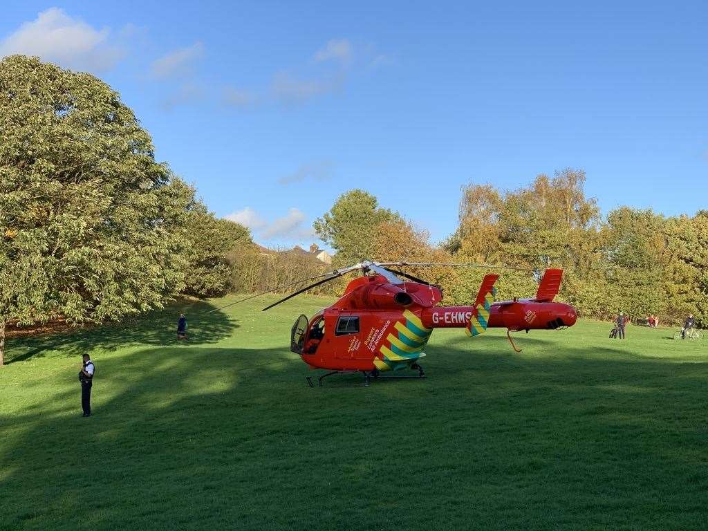 An air ambulance was called to Bursted Woods, Bexleyheath. Photo: @Danroguemumford