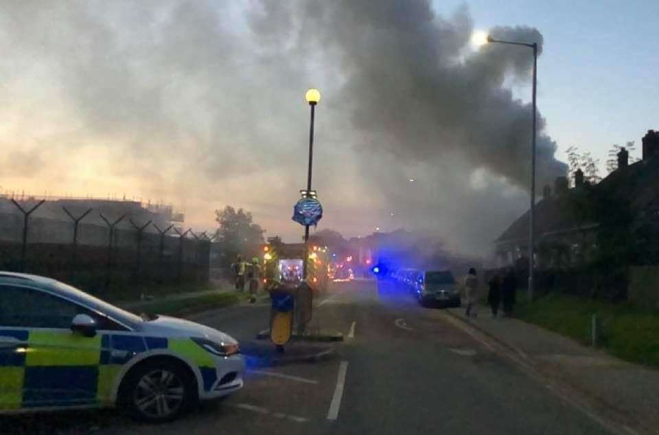 Police and firefighters at the scene in Littlebourne Road, Canterbury. Picture: Susan Demir