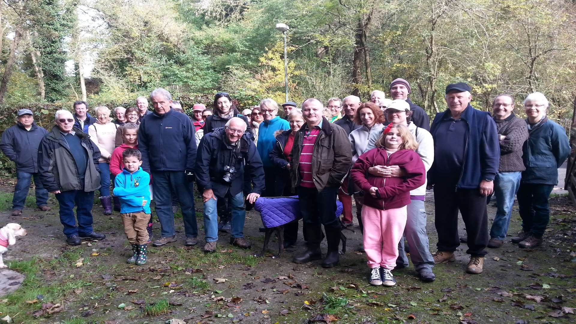 Walkers gathered at the Conservation Cabin in Cave Hill