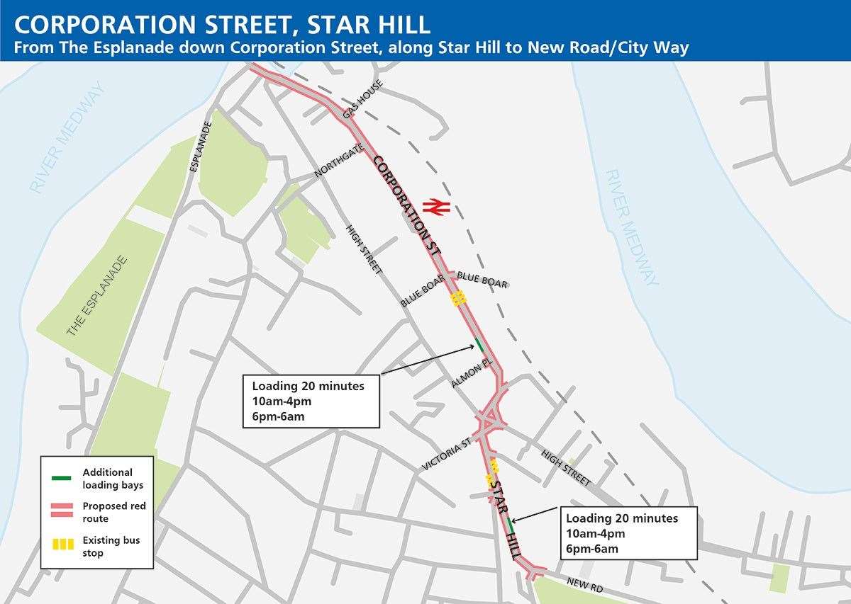 The proposed red route along Corporation Street, Rochester. Picture: Medway Council