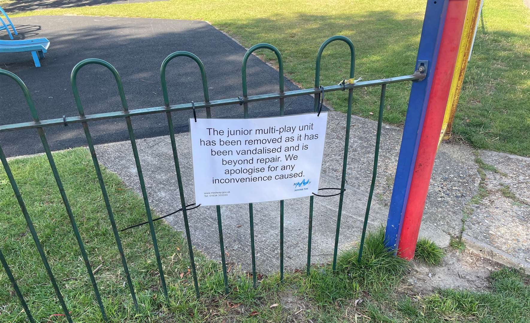Part of the Rochester play area has been forced to close after being targeted by vandals