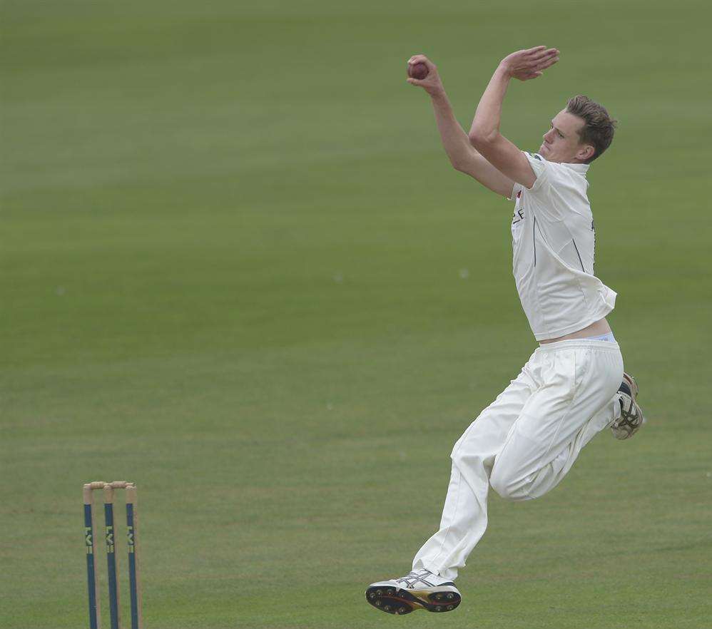 Young paceman Matt Hunn took the only Essex wicket to fall as Kent crashed to a nine-wicket loss. Photo: Ady Kerry