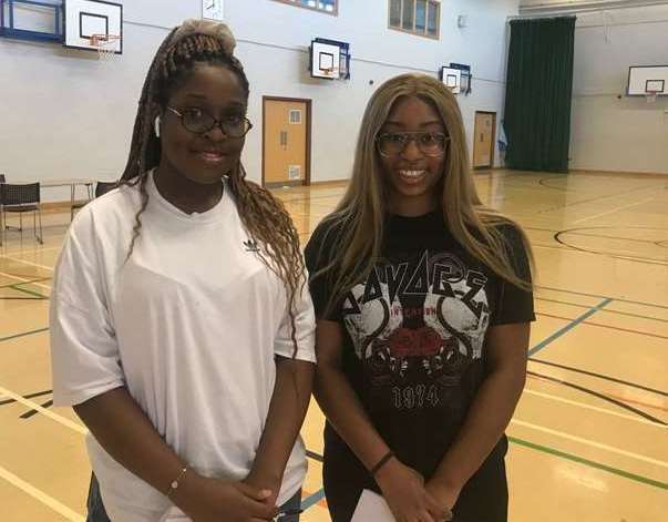 Tani Awosanya, left, and Alicia Bamigboye from Dartford Science and Technology College