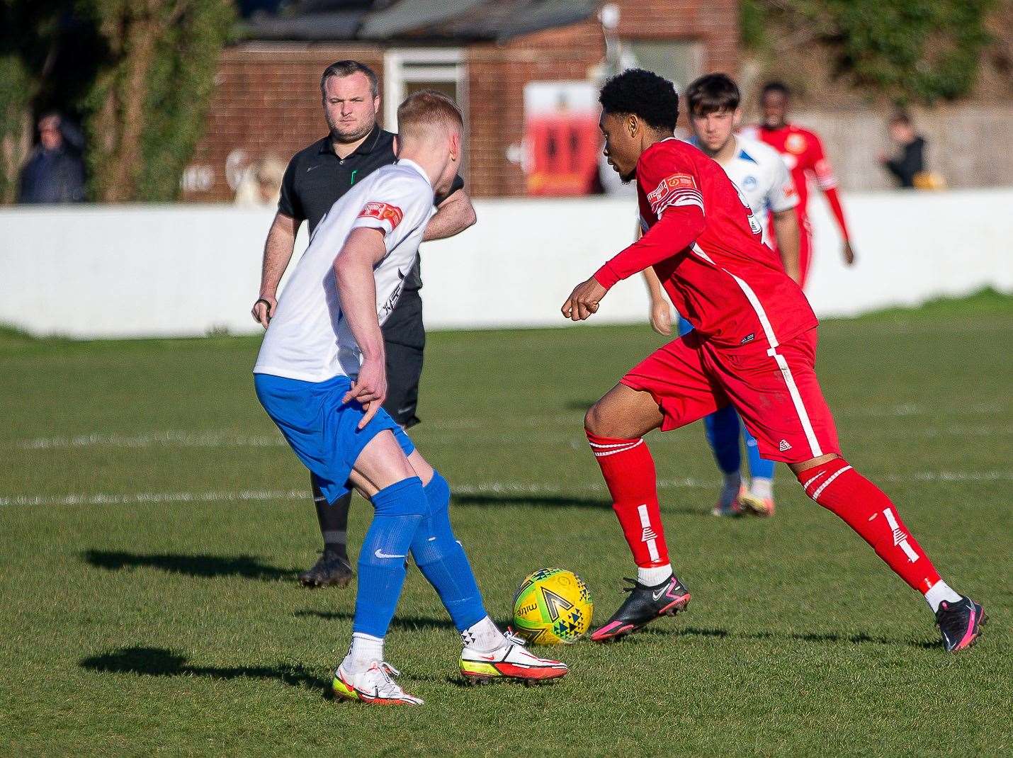Stephen Okoh cuts inside for Whitstable. Picture: Les Biggs