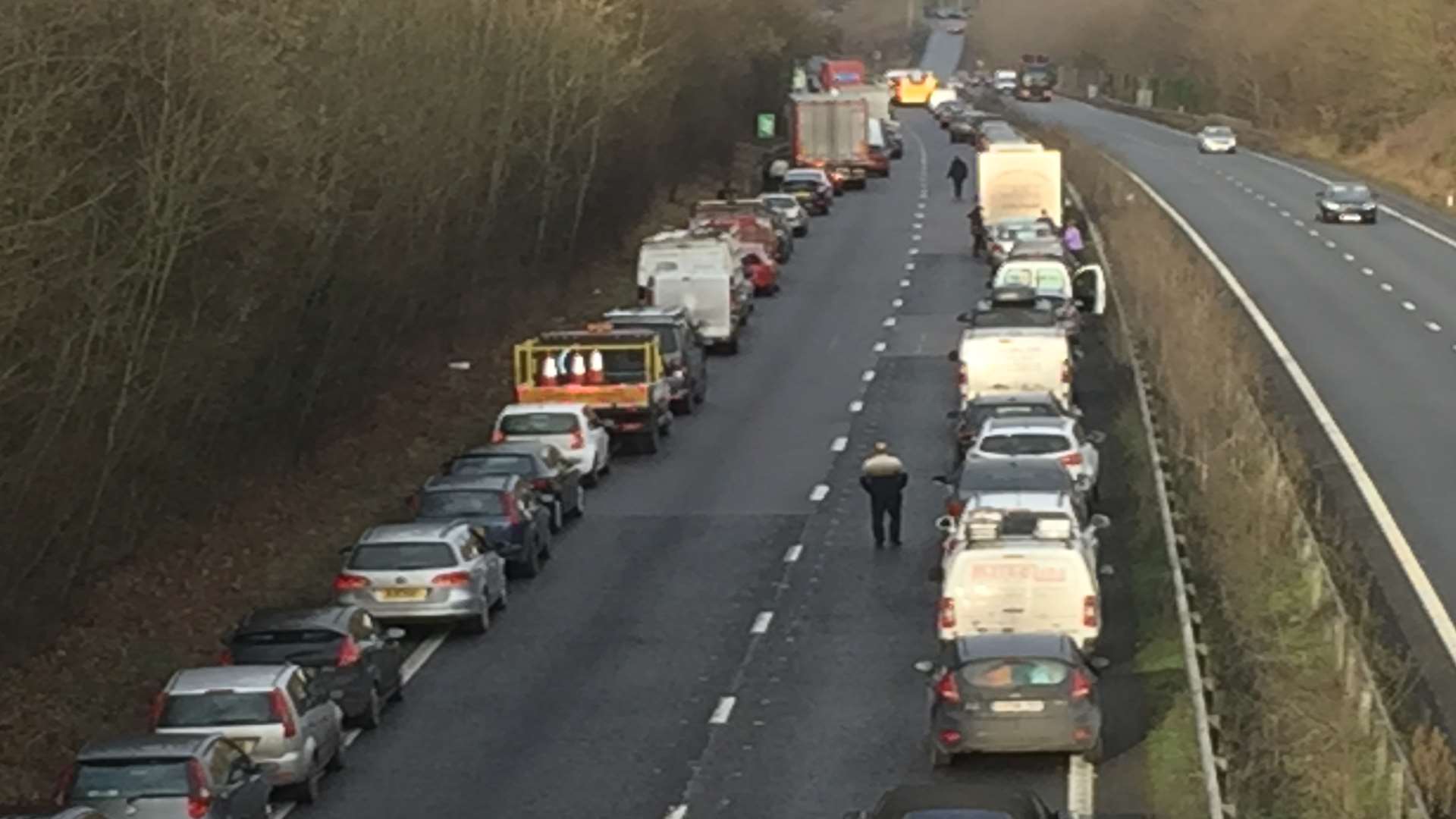 The traffic was queuing for miles after the crash which left Ivan Taylor seriously injured.