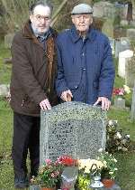 Mike Page and his father Jack at the grave