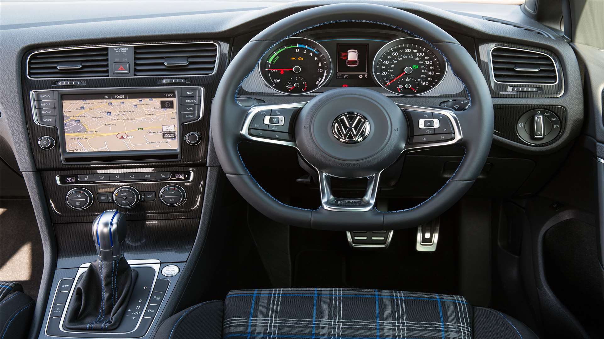 Blue highlights set the cabin apart from other Golfs