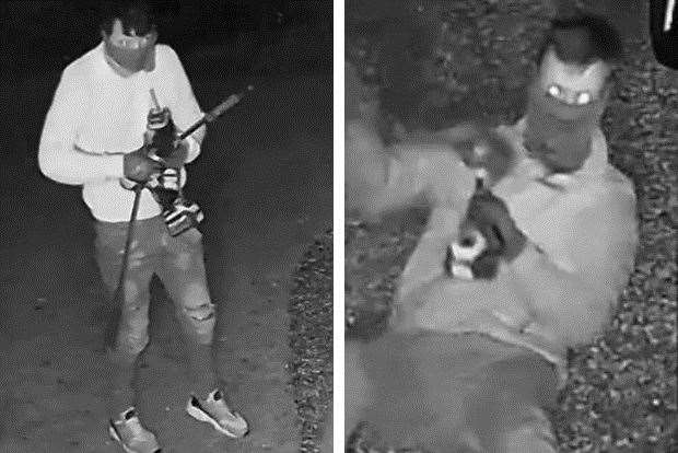 The two men police are looking to identify following the theft of a catalytic convertor in Tunbridge Wells. Picture: Kent Police