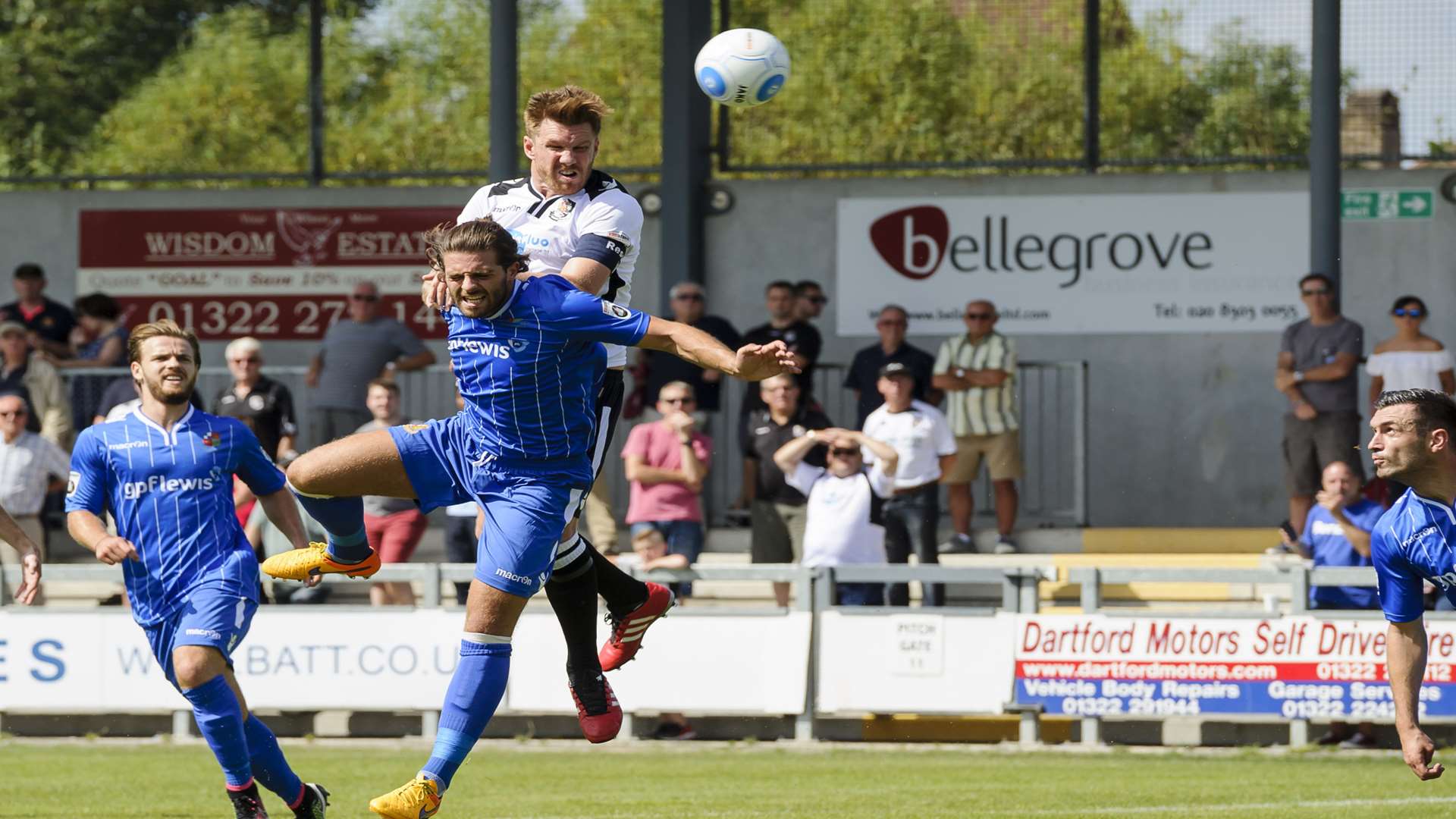 Elliot Bradbrook in the air during a recent league match against Wealdstone