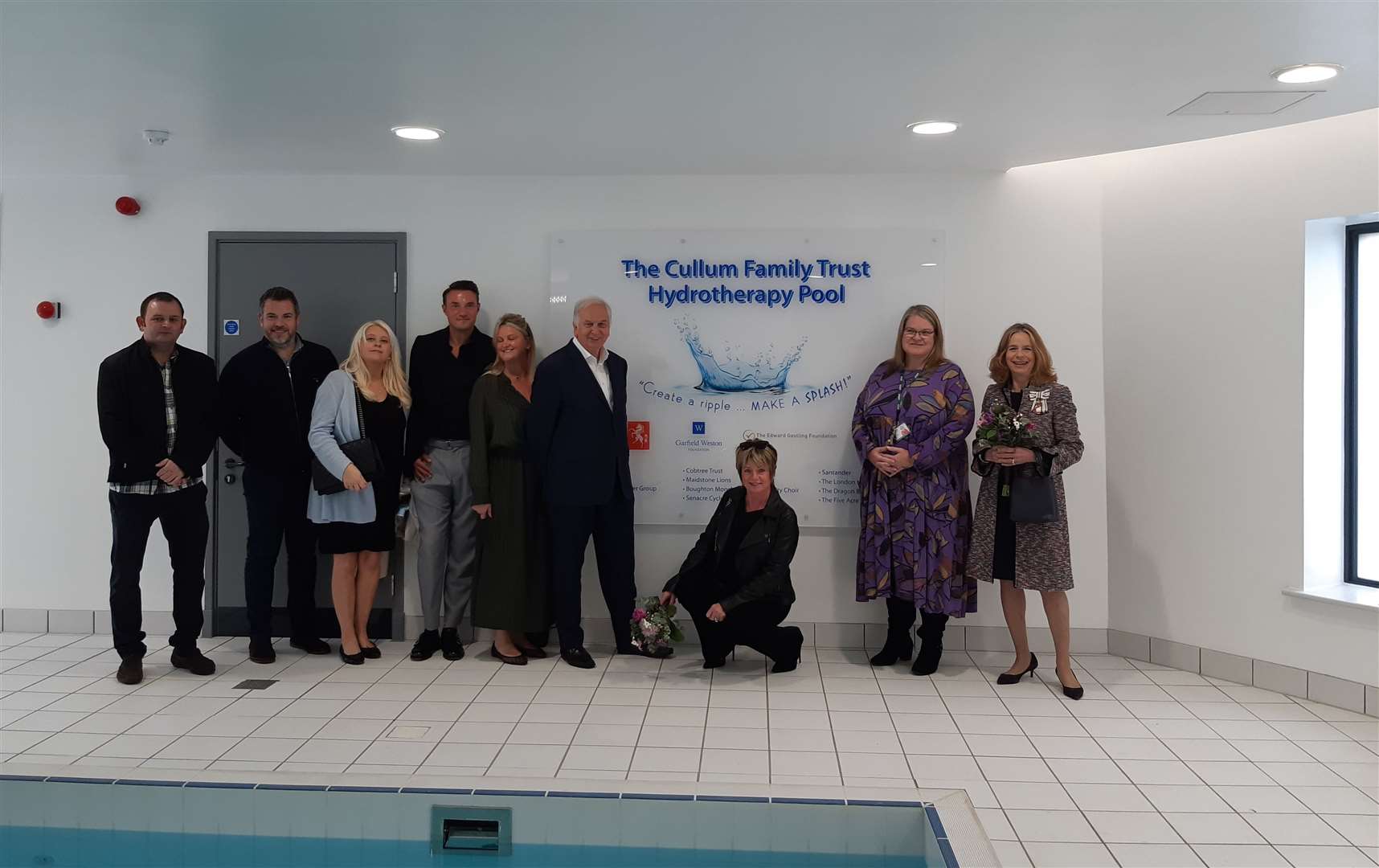 L-R: Members of the Cullum Family Trust, the major donor for the pool, and school principal Peggy Murphy, with Lord Lieutenant of Kent, Lady Colgrain