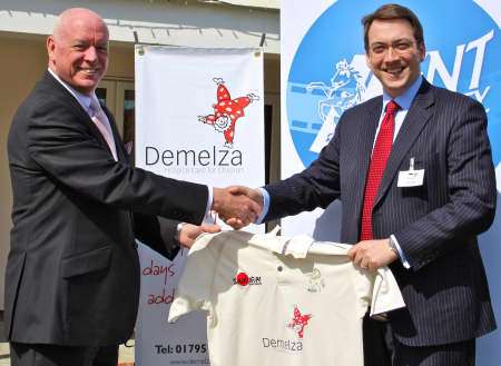 Demelza chief executive Ted Gladdish (left) seals the partnership with chief executive officer Jamie Clifford. Picture: Sarah Ansell.
