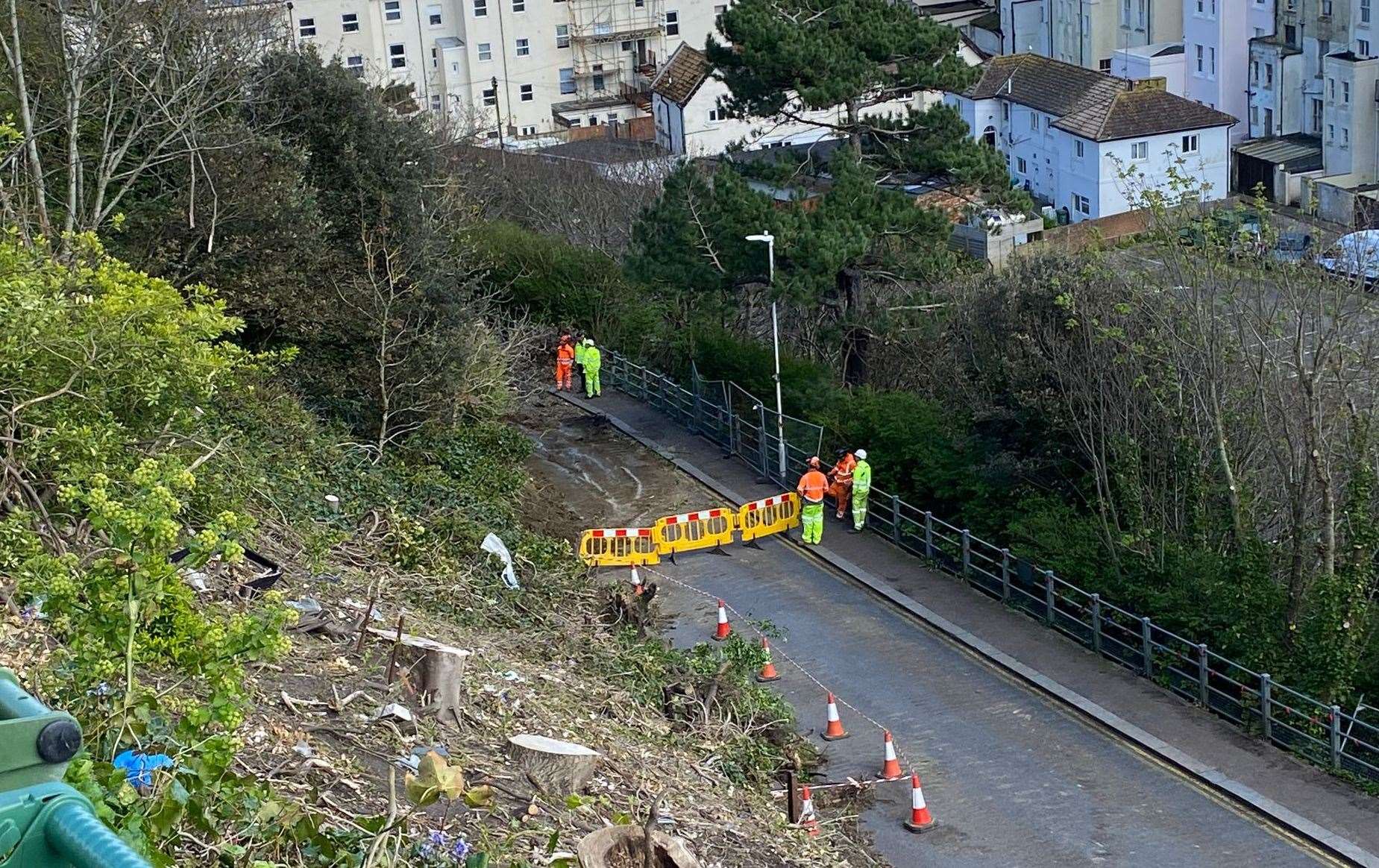 Crews arrived on Tuesday to start clearing the Road of Remembrance in Folkestone