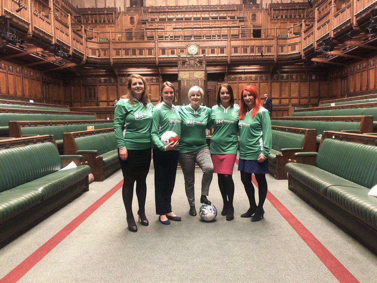 The group of MPs were told off for playing football in the House of Commons. Picture: @HannahB4LiviMP