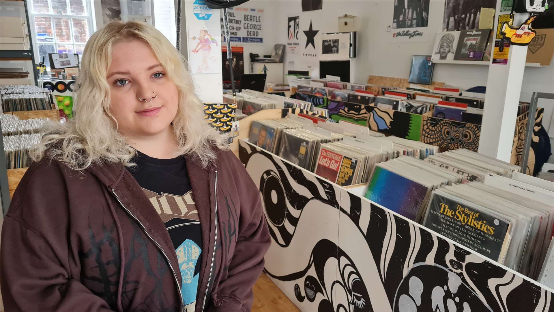Paige Bower, manager of The Record Store in Canterbury
