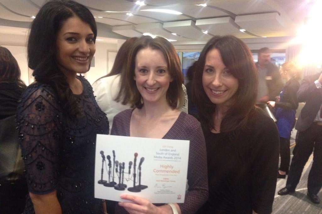 Our kmfm news team were highly commended too. L-R are Kiran Kaur, Nicola Everett and Jo Earle